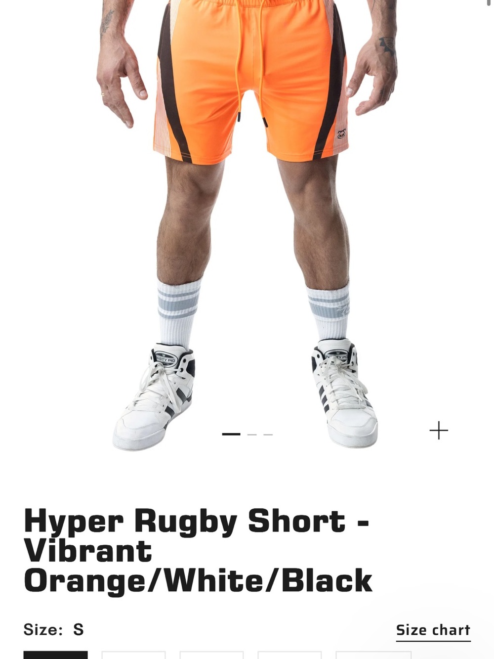 NWT Nasty Pig Men’s Bright Orange Athletic Shorts with Black Side Panels - Picture 6 of 6